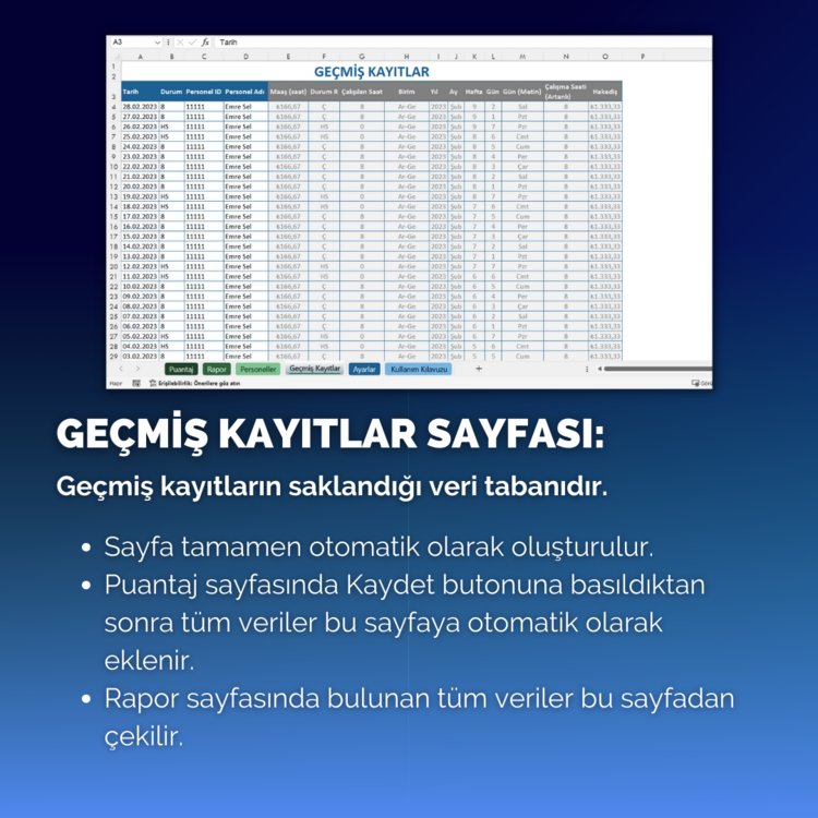 Excel Puantaj Programı | Personel Maaş ve İzin Takip