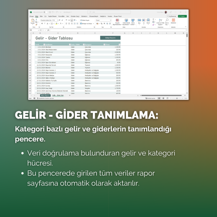 Excel Aile Bütçesi Takip Programı | DashBoard ve Grafikler