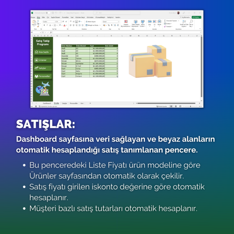 Excel Satış Takip Programı | DashBoard ve Grafikler