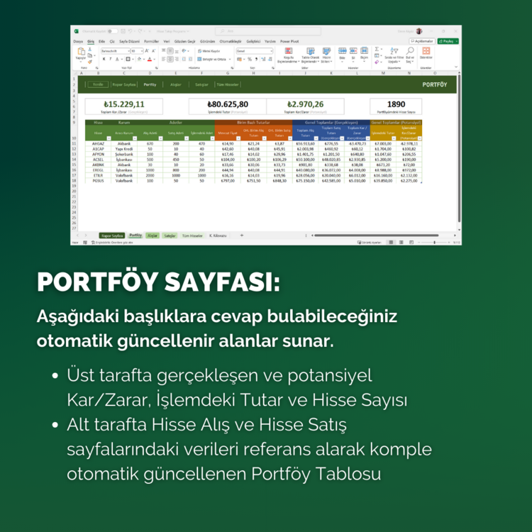 Excel Borsa (Hisse) Takip Programı | Otomatik Güncellenir