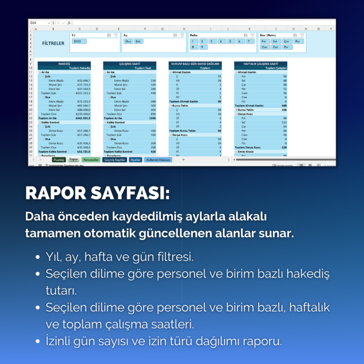Excel Puantaj Programı | Personel Maaş ve İzin Takip