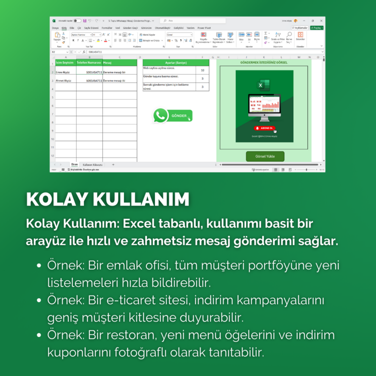 Excel İle Toplu Whatsapp Mesajı Gönderme Programı | Görselli