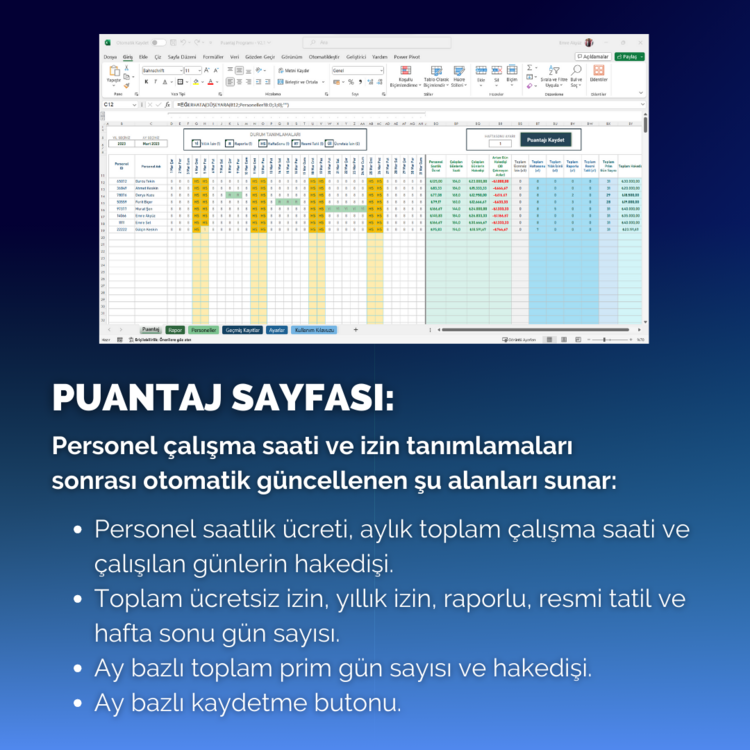 Excel Puantaj Programı | Personel Maaş ve İzin Takip