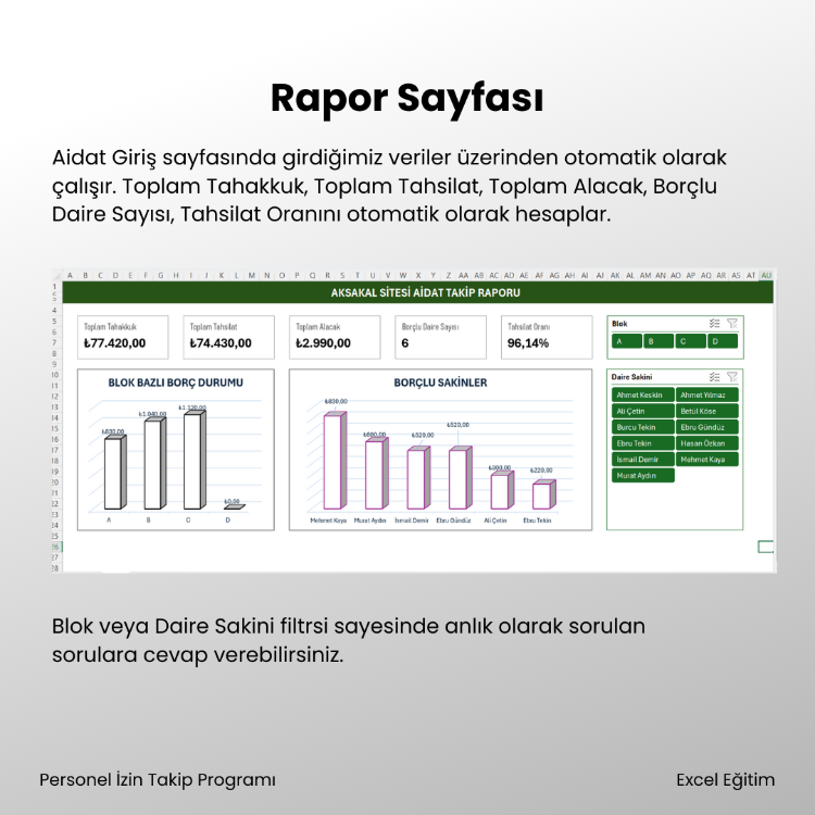 Excel ile Apartman / Site Aidat Takibi