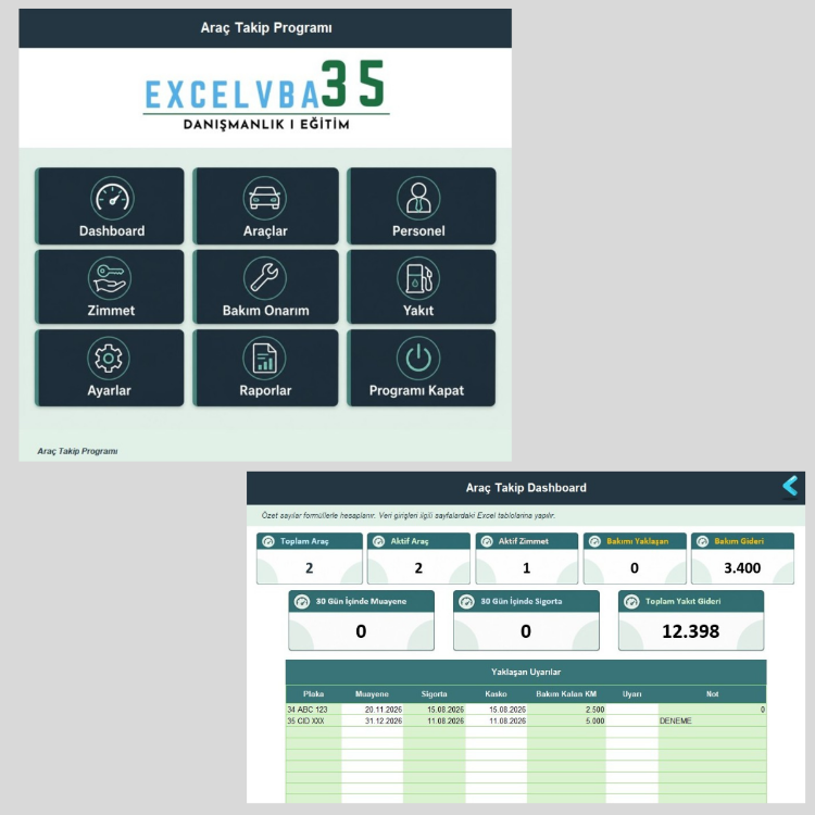 Excel Araç Takip Programı | Mac ve Windows Uyumlu