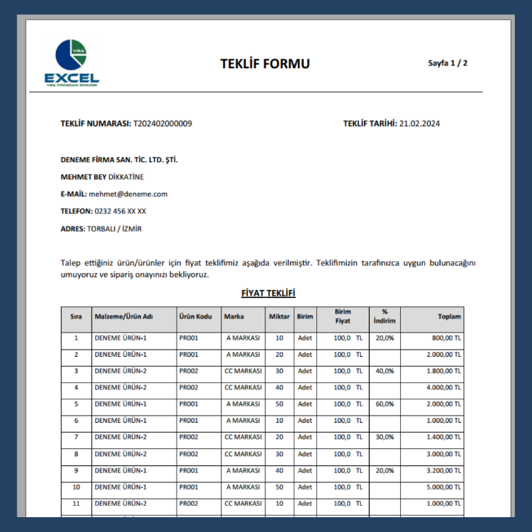 PREMIUM TEKLİF HAZIRLAMA PROGRAMI