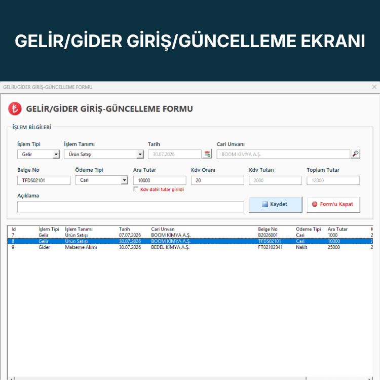Profesyonel Stok ve Cari Takip Programı | Üretim Takip Programı | Depo Takip Programı