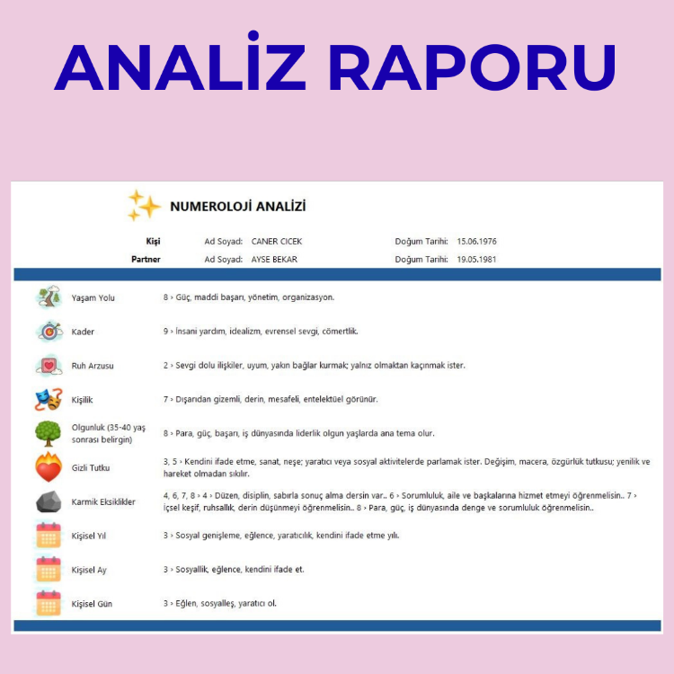 Excel Numeroloji Analiz Aracı (Ruh Kodları)