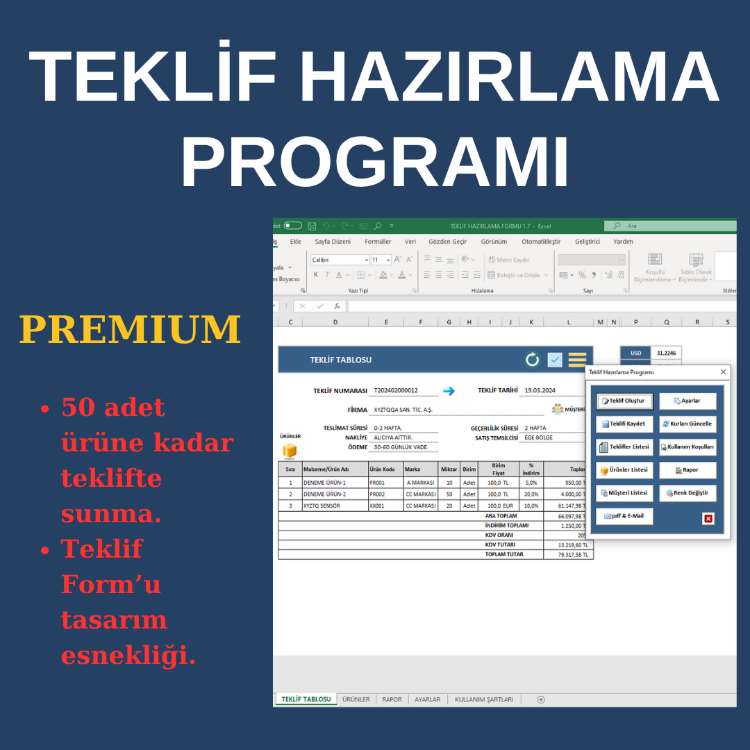 PREMIUM TEKLİF HAZIRLAMA PROGRAMI
