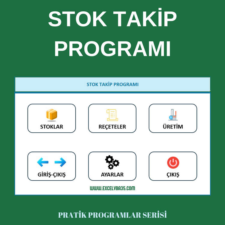 Excel Stok Takip Programı | Üretim Takip Programı | Depo Takip Programı | Mrp Programı