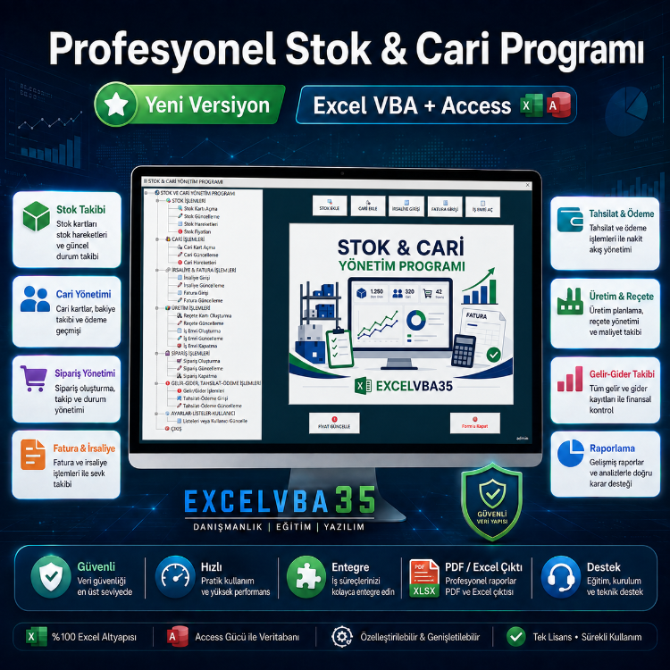 Profesyonel Stok ve Cari Takip Programı | Üretim Takip Programı | Depo Takip Programı