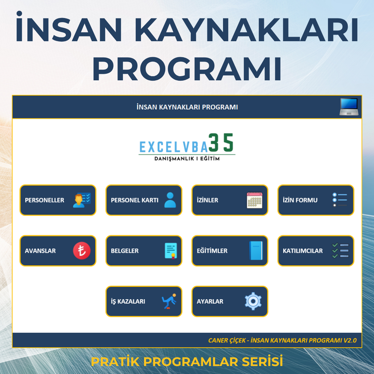 İnsan Kaynakları Yönetim Programı | Personel Yönetim Sistemi | Excel Tabanlı