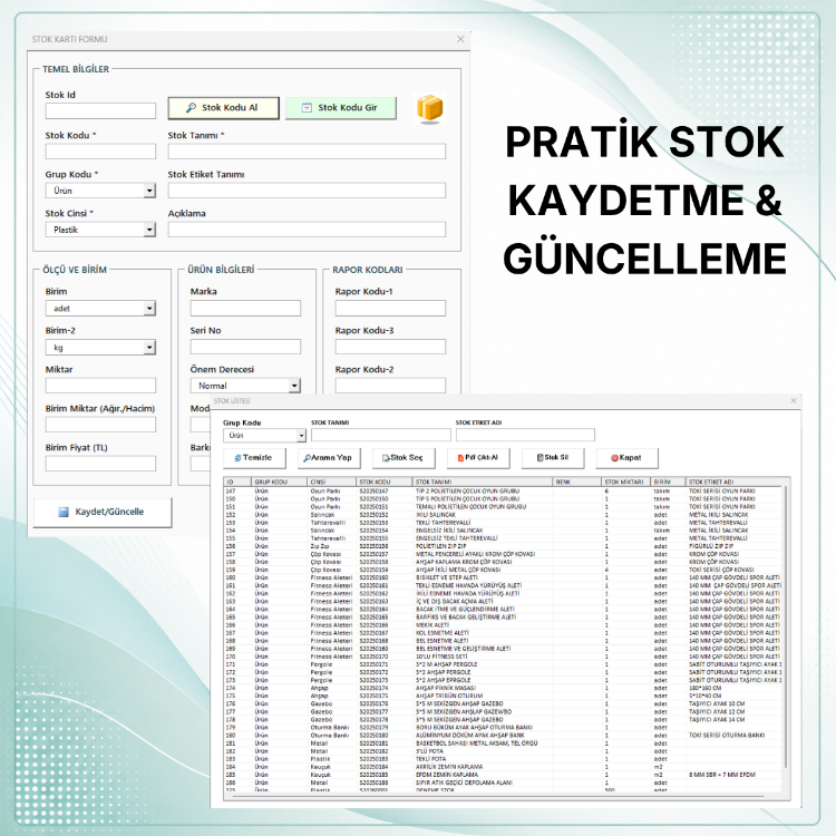 Profesyonel Stok ve Cari Takip Programı | Üretim Takip Programı | Depo Takip Programı