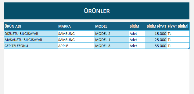 EXCEL TEKLİF FORMU (EĞİTİM VİDEOSU DOSYASI)