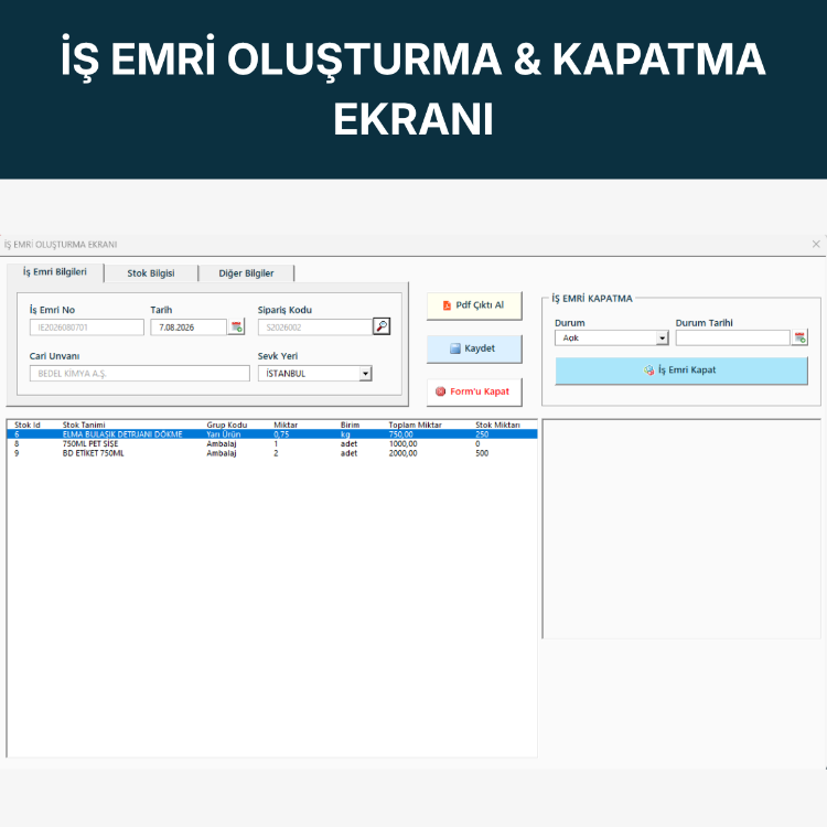 Profesyonel Stok ve Cari Takip Programı | Üretim Takip Programı | Depo Takip Programı