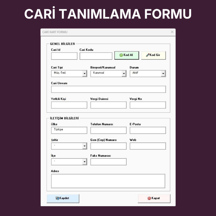 Excel Cari Takip Programı 4.0 (Gelir-Gider & Tahsilat Yönetimi)