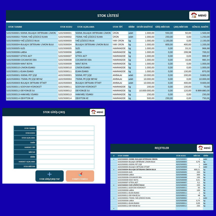 Excel Stok Takip Programı | Üretim Takip Programı | Depo Takip Programı Versiyon-2