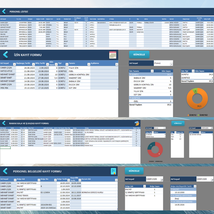 İnsan Kaynakları Yönetim Programı | Personel Yönetim Sistemi | Excel Tabanlı
