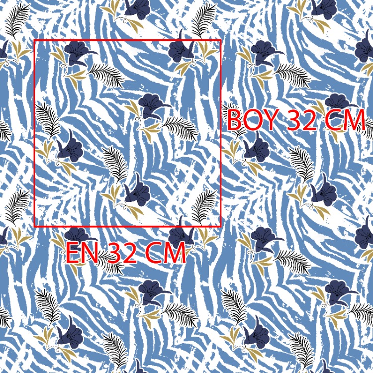Mavi Zambak Çiçekli Zebra Dokulu Desen Tasarımı