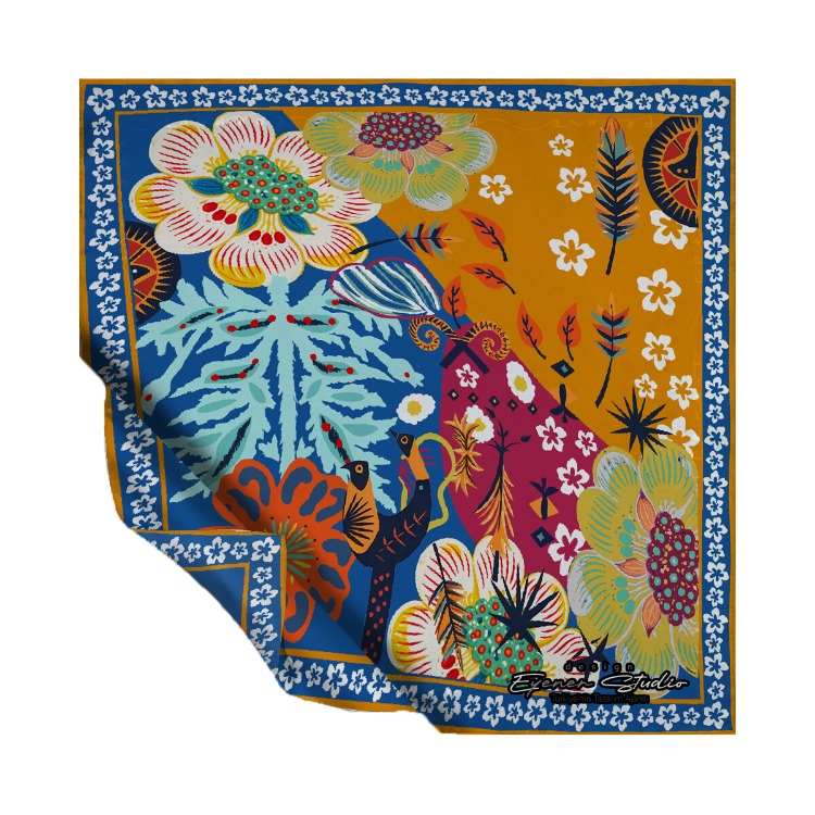 Etnik Motif ve Orman Karması Temalı Eşarp Desen Tasarımı