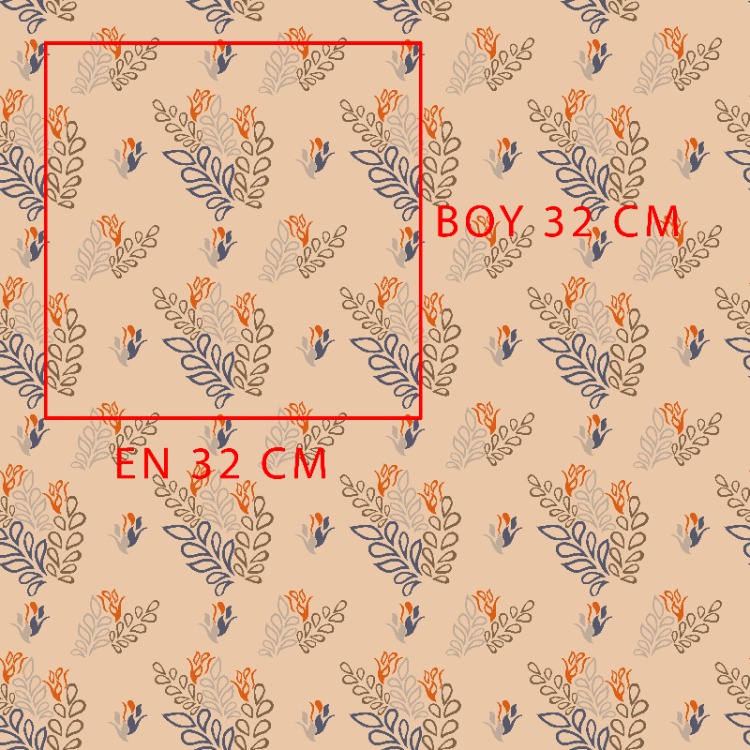 Kontür Yaprak Çizim Artistik Metraj Desen