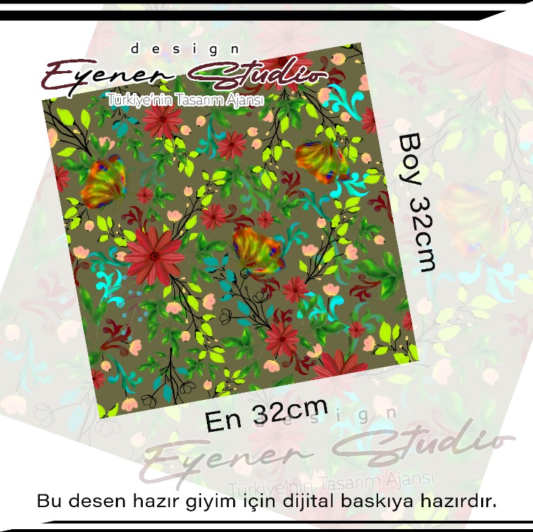 Dijital çiçekler ve bahçe desen tasarımı