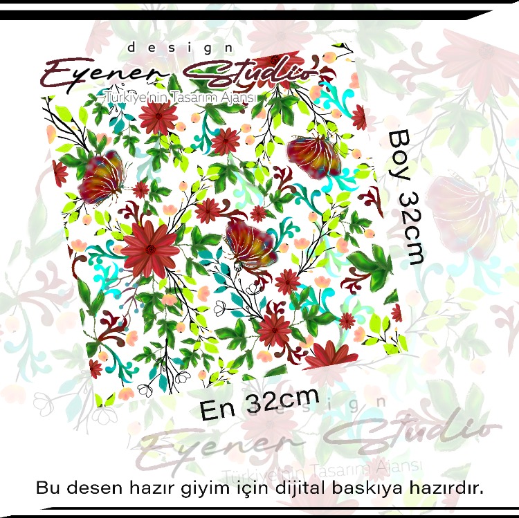 Dijital efektli bahçe çiçekleri desen tasarımı