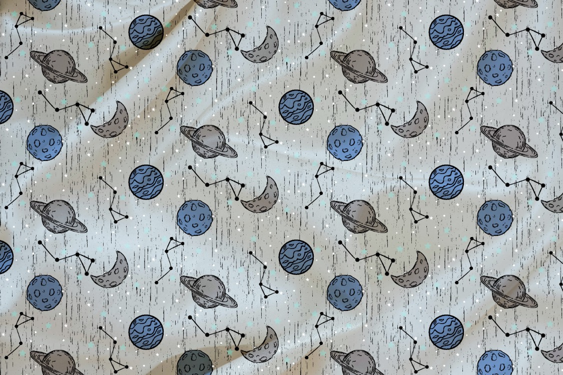 Uzay Teması Yağmur Dokulu Pijama Desen Tasarımı