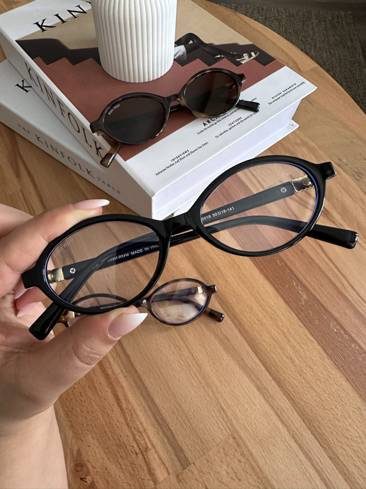 Miu Miu Oval Siyah Mavi Işık Filtreli Gözlük E01S04RA
