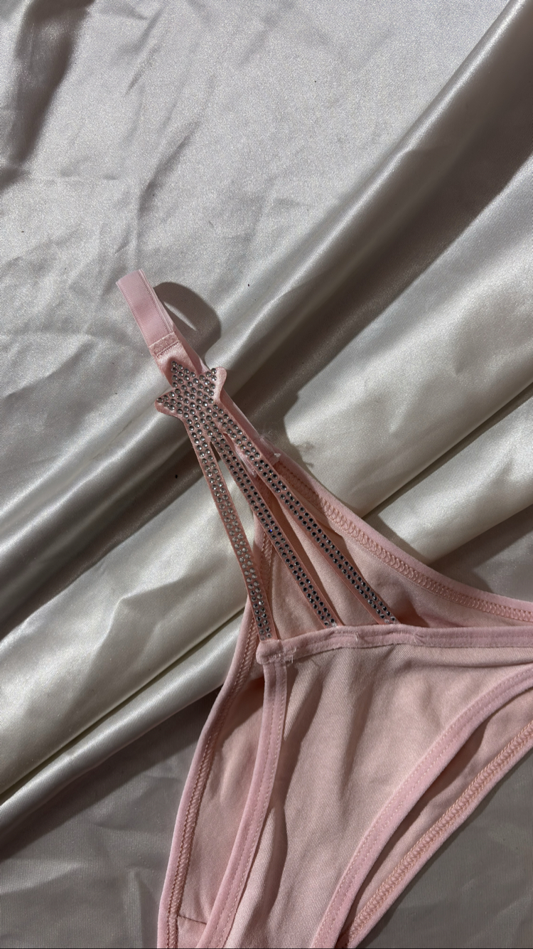 Pembe yıldız detaylı push-up dolgulu sütyen takımı