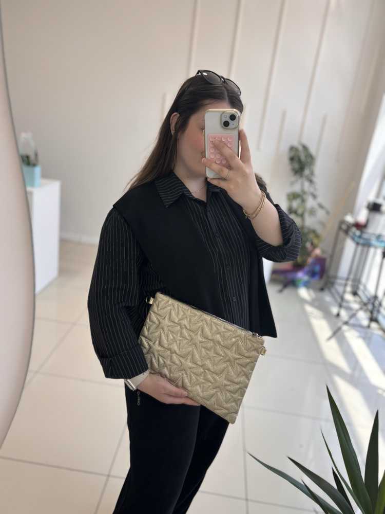 Tablet boy gold clutch