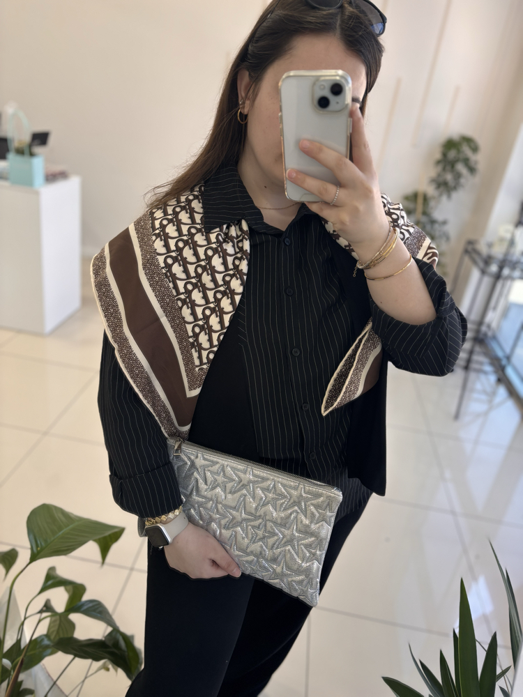 Yıldızlı clutch gümüş