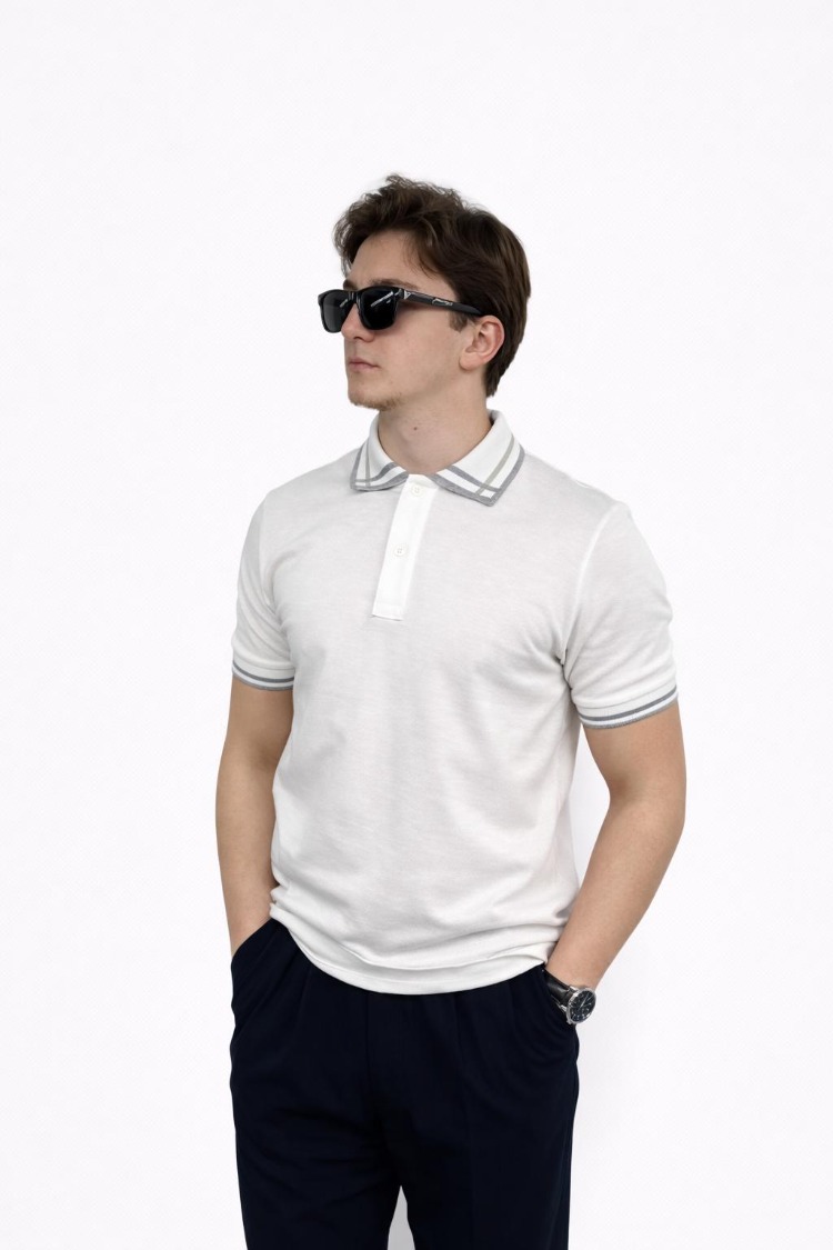 Erkek Yaka,Kol Desenli Polo T-Shirt