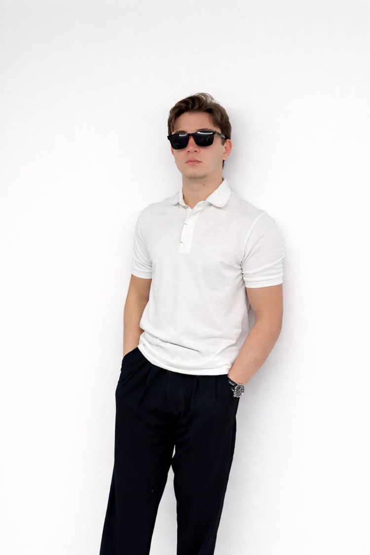 Erkek Beyaz Detaylı Polo T-Shirt