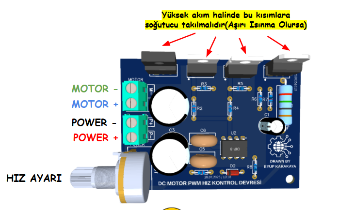 9-60V 20A PWM DC  Motor Hız Kontrol Modülü