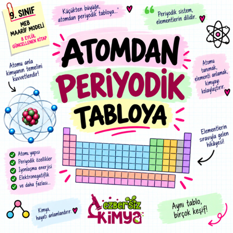 9. Sınıf Kimya | Atomdan Periyodik Tabloya – Ezbersiz Kimya PDF