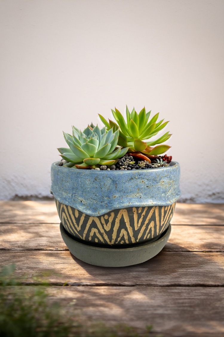 Stoneware Saksı + Tabak Seti