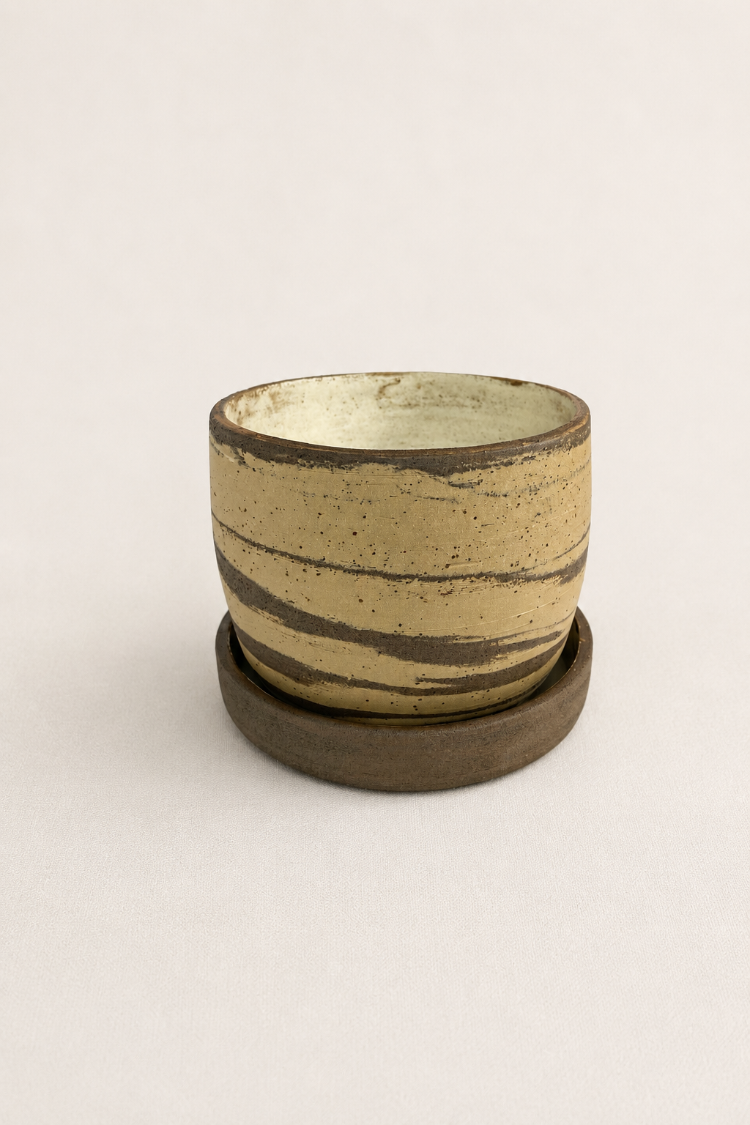Stoneware Saksı + Tabak Seti
