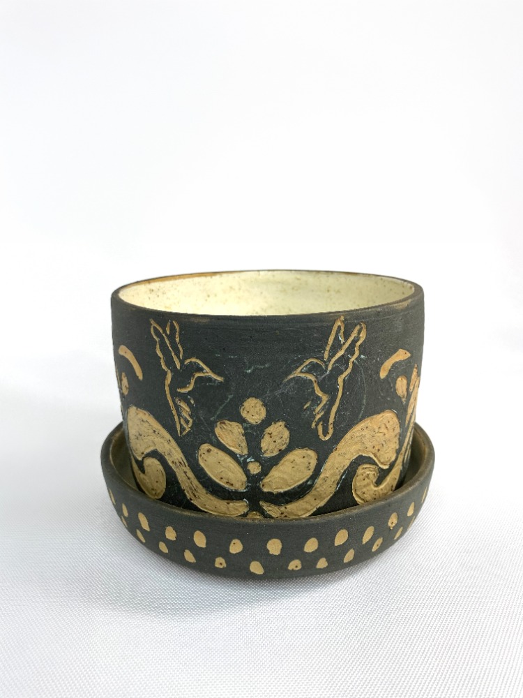 Stoneware Saksı & Tabak Seti
