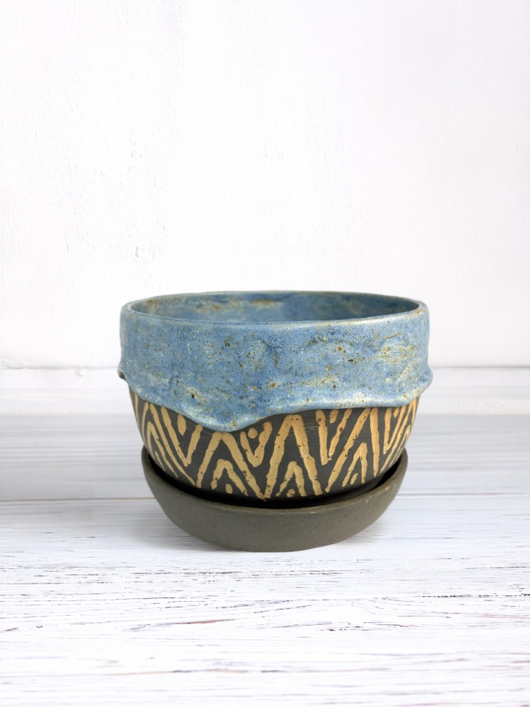 Stoneware Saksı + Tabak Seti