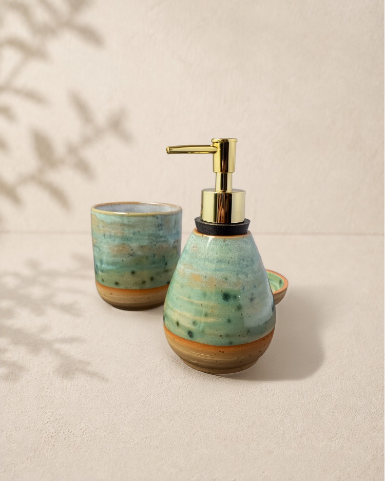 3'lü Stoneware Banyo Seti
