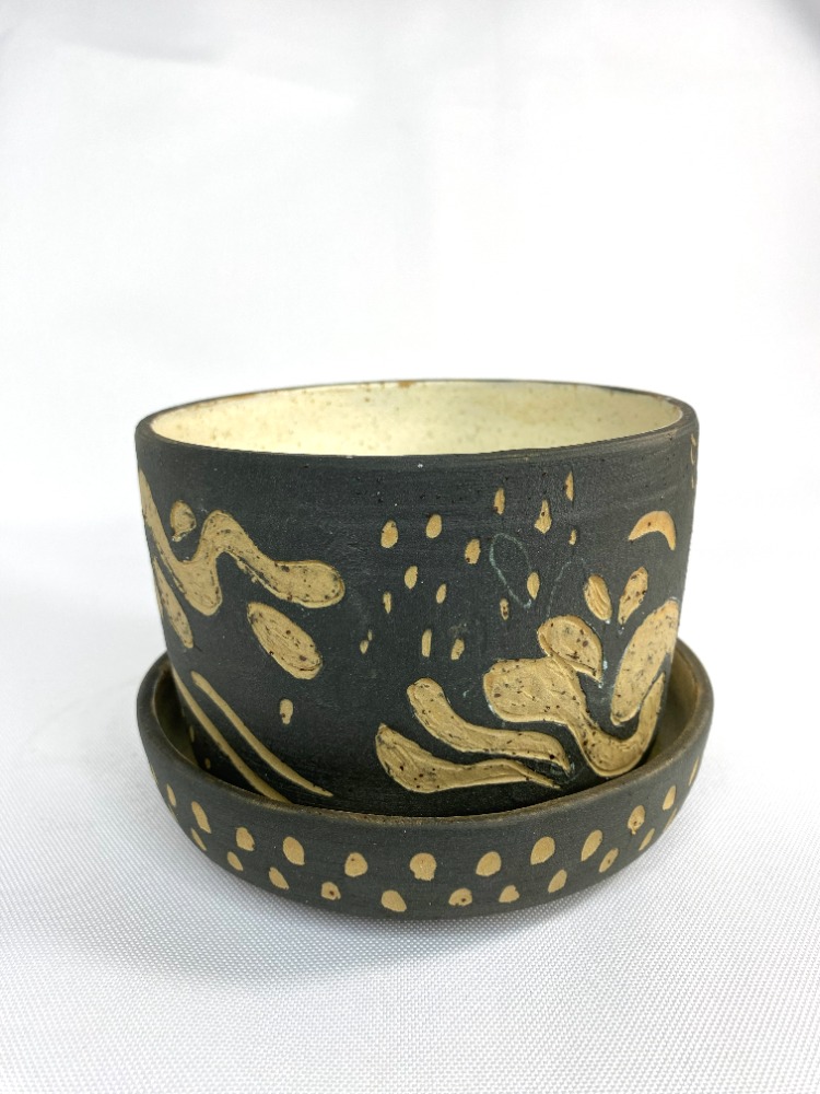 Stoneware Saksı & Tabak Seti