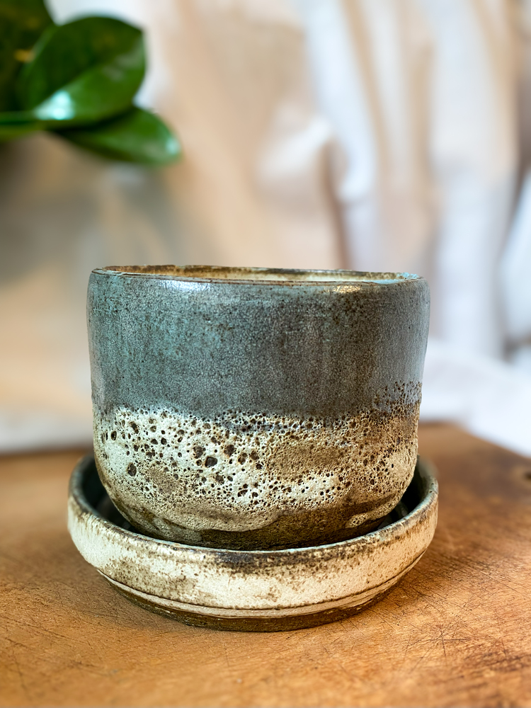 Stoneware Saksı & Tabak Seti