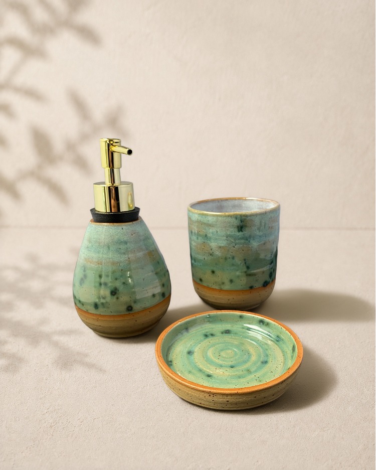 3'lü Stoneware Banyo Seti