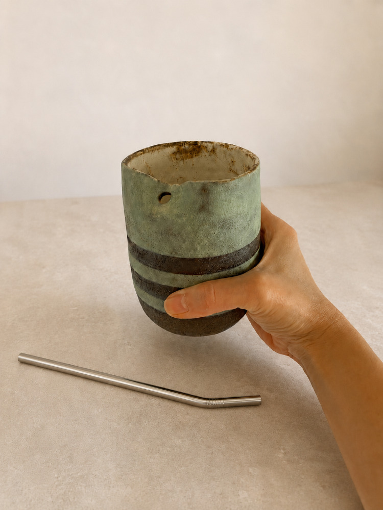 Pipetli Stoneware Bardak