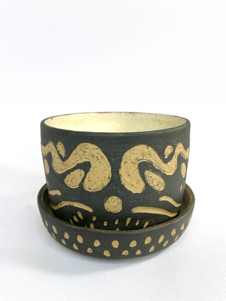 Stoneware Saksı & Tabak Seti
