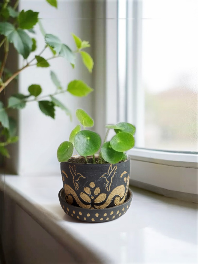 Stoneware Saksı & Tabak Seti