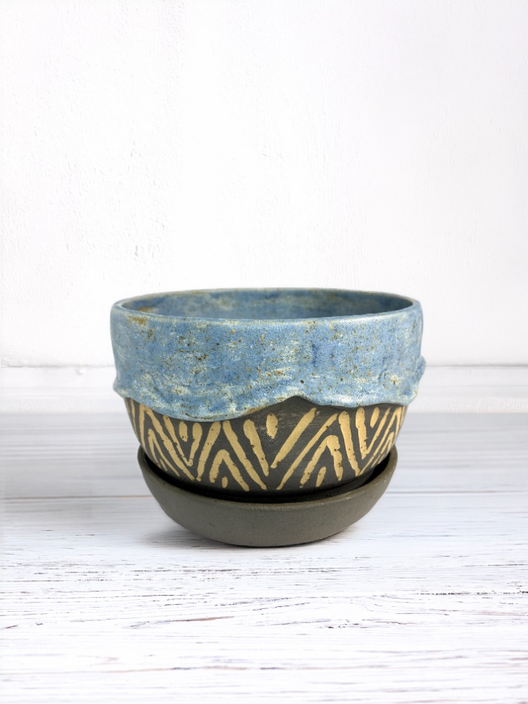 Stoneware Saksı + Tabak Seti