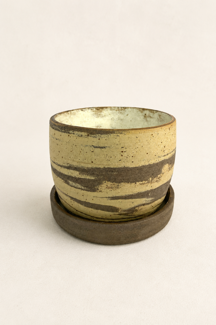 Stoneware Saksı + Tabak Seti