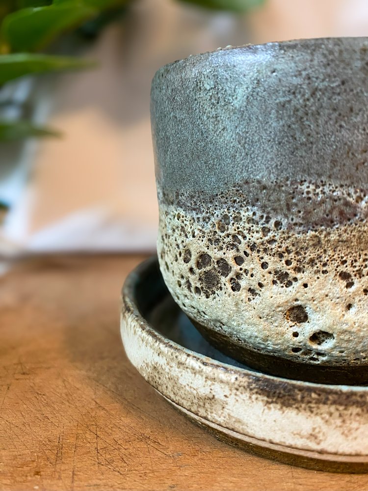 Stoneware Saksı & Tabak Seti